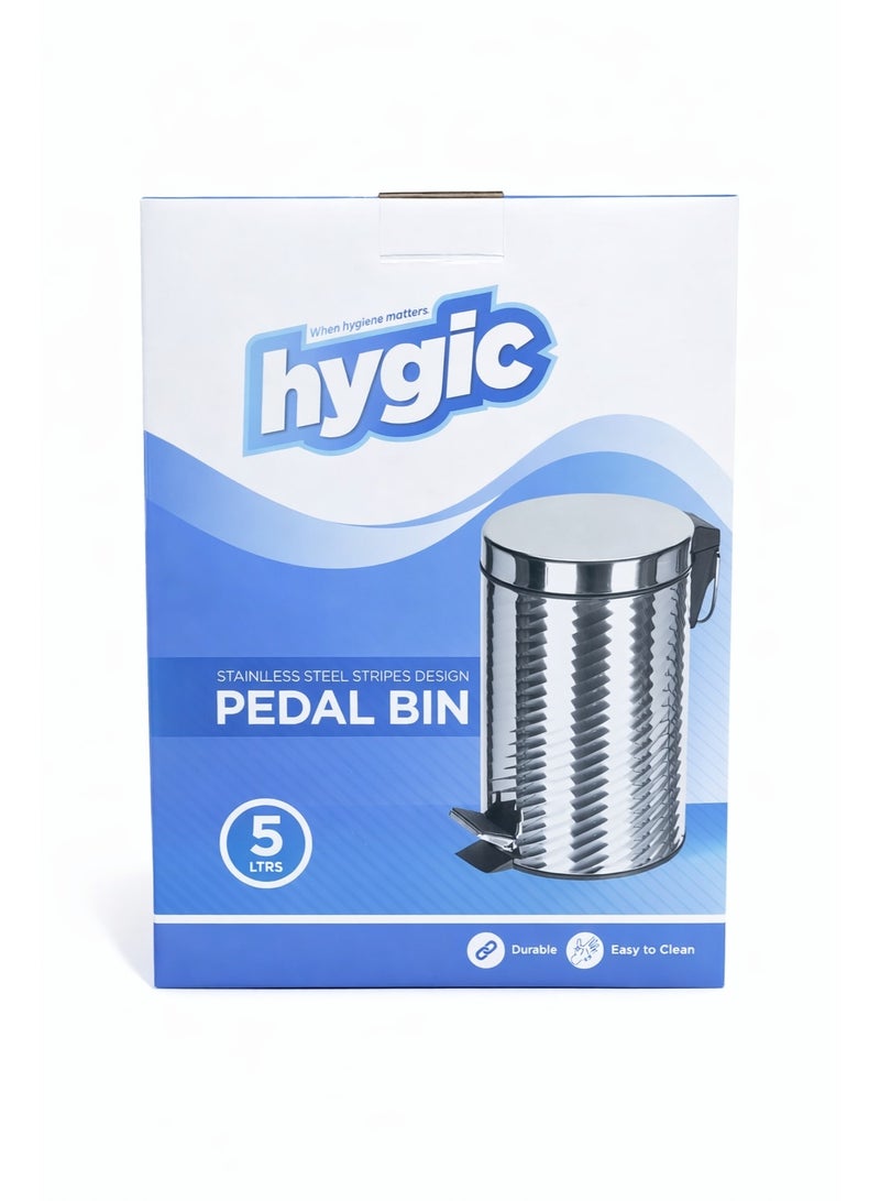 Hygic Stainless Steel Stripes Design Pedal Bin 5Ltr. - Image 4